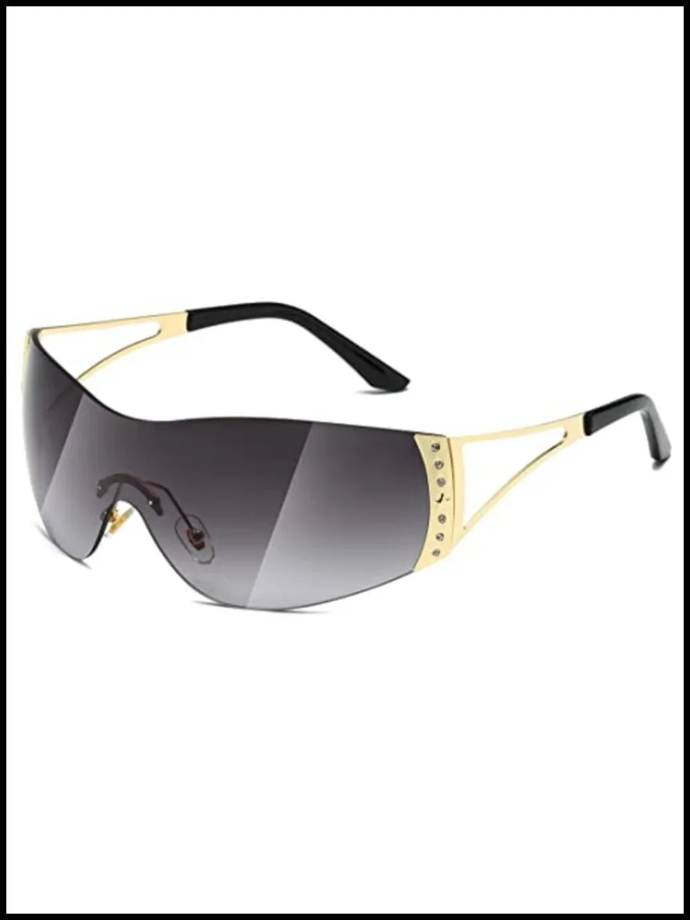 Y2K Rimless Wrap Around Sunglasses UV400 Protection Oversize Shield